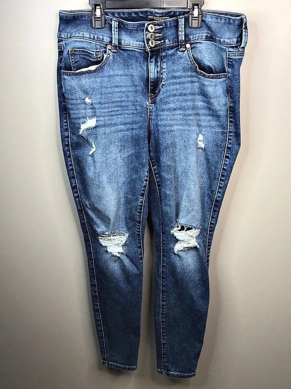 TORRID Jegging Distressed Skinny Jeans in Blue Sz 12R